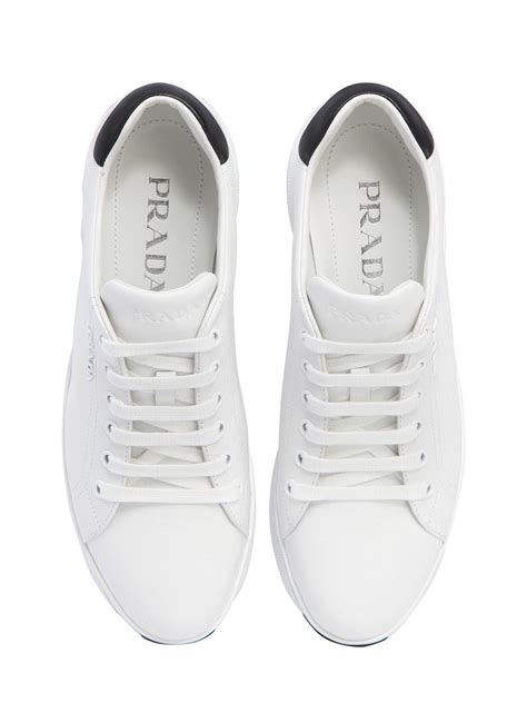 prada white leather trainers|prada white platform sneakers.